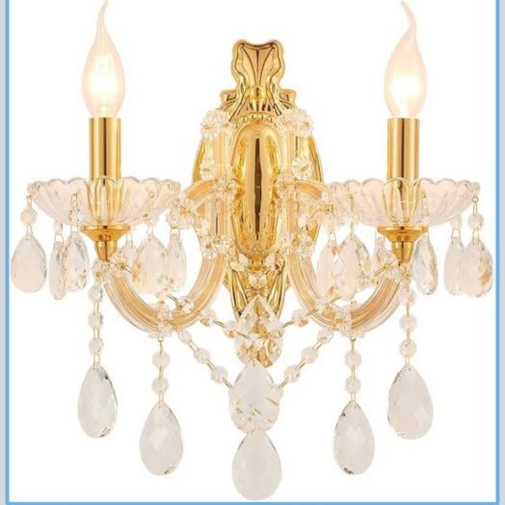 NEW YLONG-ZS Gold Crystal Wall Sconce 2-Light Chandelier Bathroom Vanity Light